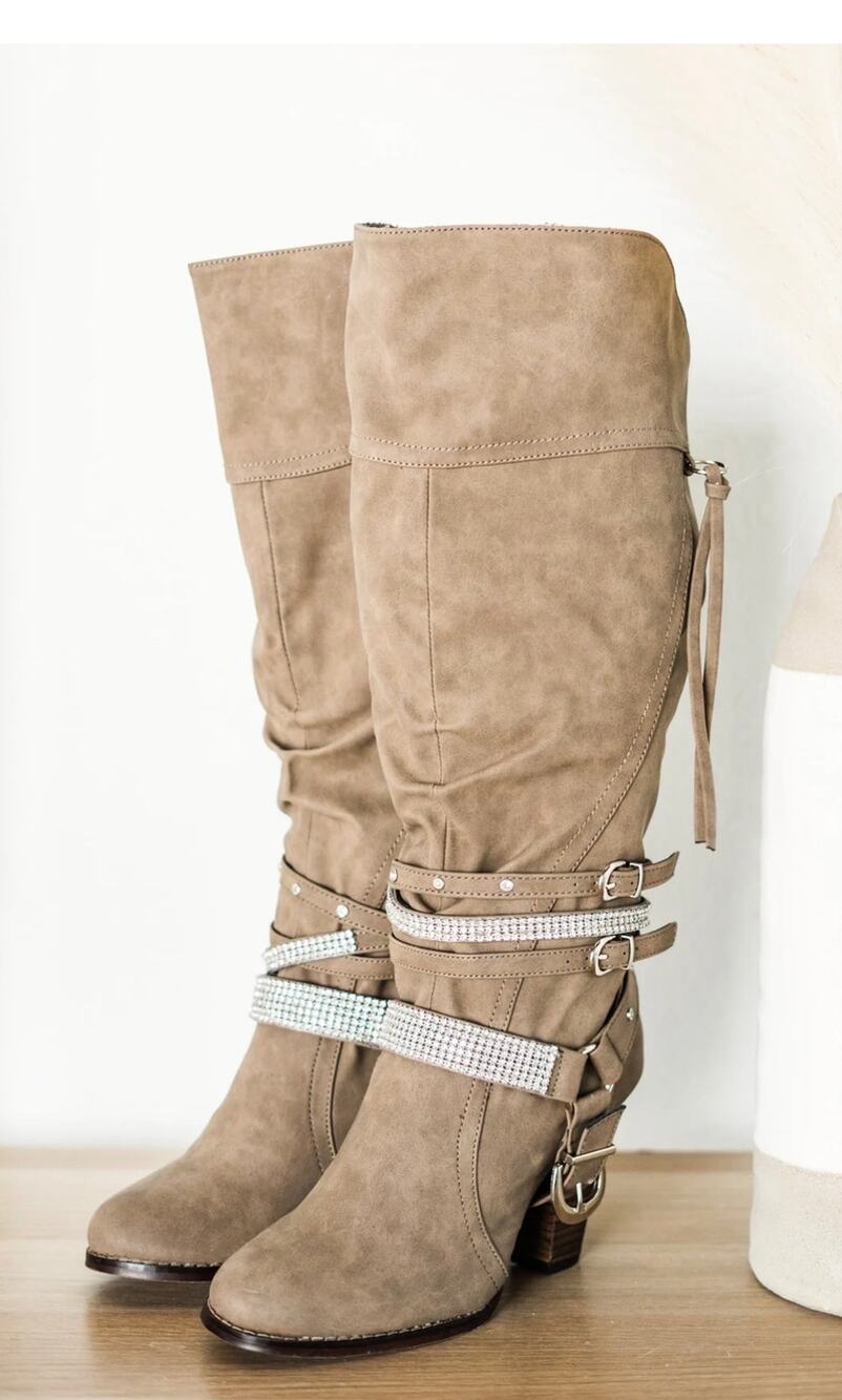 Not Rated By Naughty Monkey-STACEY BOOTS IN TAUPE